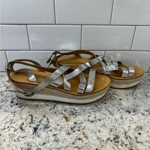 Lucky Brand silver wedge sandals size 9